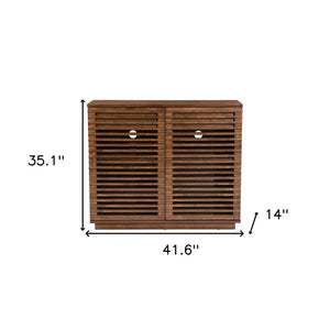 Homeroots 42" Walnut Wood Accent Cabinet - Stylish Scandinavian Design With 3 Shelves & 2 Drawers For Storage  Mdf 396329
