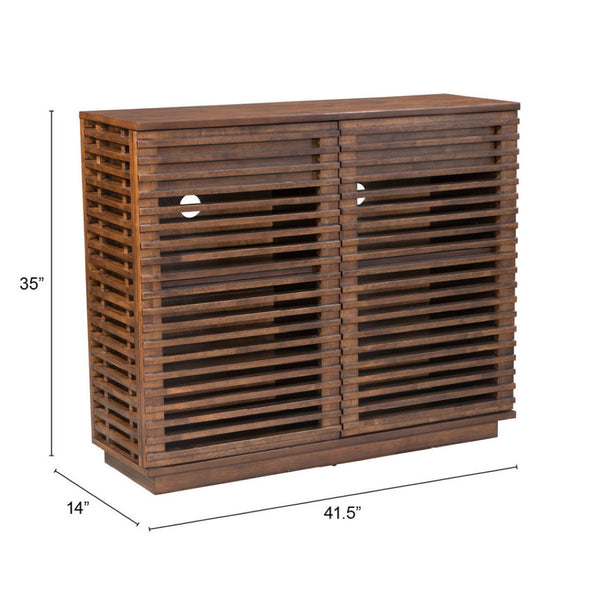 Homeroots 42" Walnut Wood Accent Cabinet - Stylish Scandinavian Design With 3 Shelves & 2 Drawers For Storage  Mdf 396329