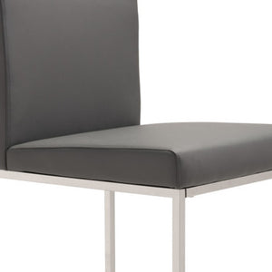 Homeroots 31" Gray And Silver Faux Leather And Steel Low Back Bar Height Bar Chair   396335