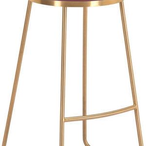 HomeRoots Set of Two Backless Bar Height Stools - Elegant Burgundy Seats with Gold Steel Base for Style & Comfort 396340