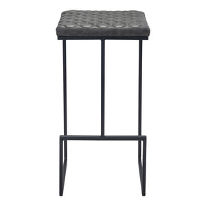 Homeroots 30" Gray And Black Steel Backless Bar Height Bar Chair   396344