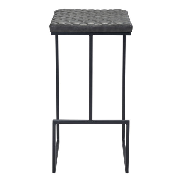 Homeroots 30" Gray And Black Steel Backless Bar Height Bar Chair   396344