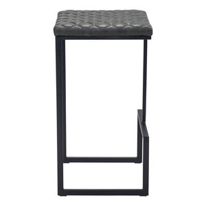 Homeroots 30" Gray And Black Steel Backless Bar Height Bar Chair   396344