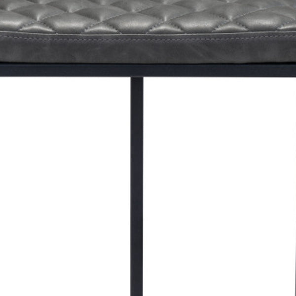 Homeroots 30" Gray And Black Steel Backless Bar Height Bar Chair   396344