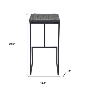 Homeroots 30" Gray And Black Steel Backless Bar Height Bar Chair   396344