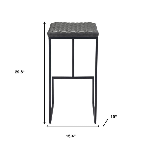 Homeroots 30" Gray And Black Steel Backless Bar Height Bar Chair   396344