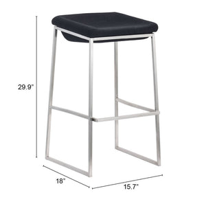 Homeroots Set Of Two 29" Gray And Silver Steel Backless Bar Height Bar Chairs   396349