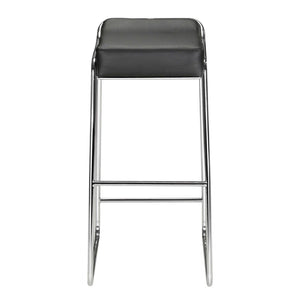 Homeroots Set Of Two 32" Black And Silver Faux Leather And Steel Backless Bar Height Bar Chairs   396350
