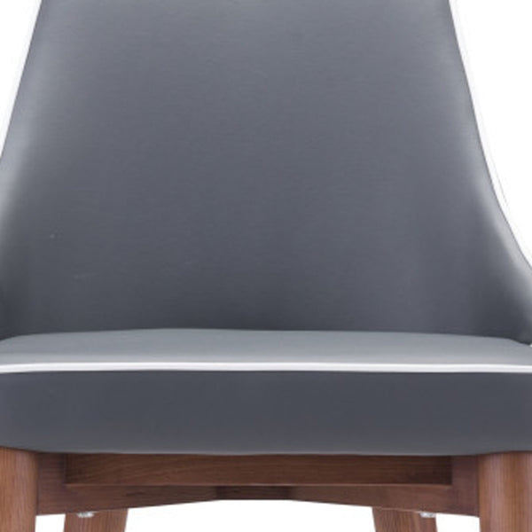 Homeroots 30" Gray And Brown Solid Wood Low Back Bar Height Bar Chair   396360