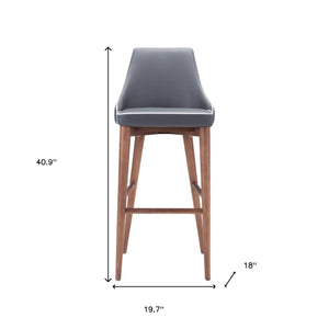 Homeroots 30" Gray And Brown Solid Wood Low Back Bar Height Bar Chair   396360