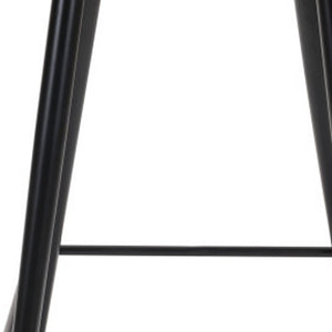 Homeroots 30" Pink And Black Velvet And Steel Bar Height Bar Chair   396364