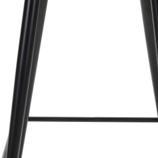 Homeroots 30" Pink And Black Velvet And Steel Bar Height Bar Chair   396364