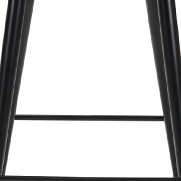 Homeroots 30" Gray And Black Velvet And Steel Bar Height Bar Chair   396365