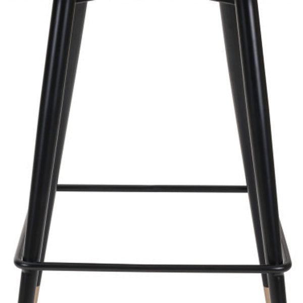 Homeroots 30" Gray And Black Velvet And Steel Bar Height Bar Chair   396365