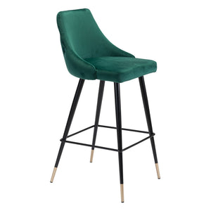 Homeroots 30" Green And Black Steel Low Back Bar Height Bar Chair   396366