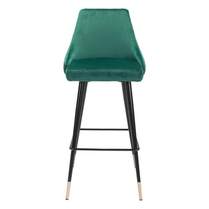 Homeroots 30" Green And Black Steel Low Back Bar Height Bar Chair   396366