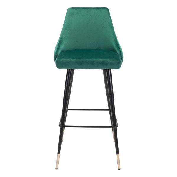 Homeroots 30" Green And Black Steel Low Back Bar Height Bar Chair   396366