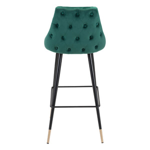 Homeroots 30" Green And Black Steel Low Back Bar Height Bar Chair   396366