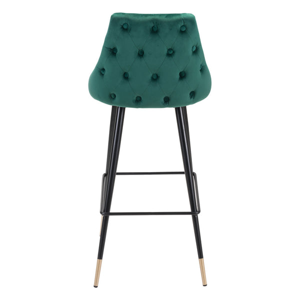 Homeroots 30" Green And Black Steel Low Back Bar Height Bar Chair   396366