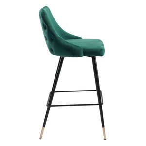 Homeroots 30" Green And Black Steel Low Back Bar Height Bar Chair   396366