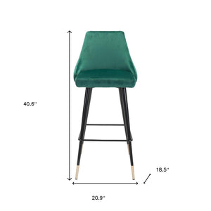 Homeroots 30" Green And Black Steel Low Back Bar Height Bar Chair   396366