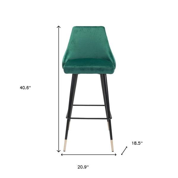 Homeroots 30" Green And Black Steel Low Back Bar Height Bar Chair   396366