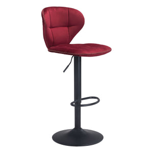 Homeroots 24" Red And Black Steel Swivel Low Back Counter Height Bar Chair   396380