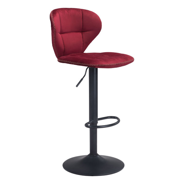 Homeroots 24" Red And Black Steel Swivel Low Back Counter Height Bar Chair   396380