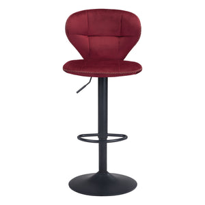 Homeroots 24" Red And Black Steel Swivel Low Back Counter Height Bar Chair   396380
