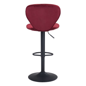 Homeroots 24" Red And Black Steel Swivel Low Back Counter Height Bar Chair   396380