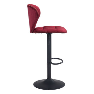 Homeroots 24" Red And Black Steel Swivel Low Back Counter Height Bar Chair   396380