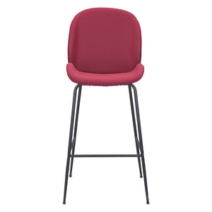 Homeroots 31" Red And Black Steel Low Back Bar Height Bar Chair   396382
