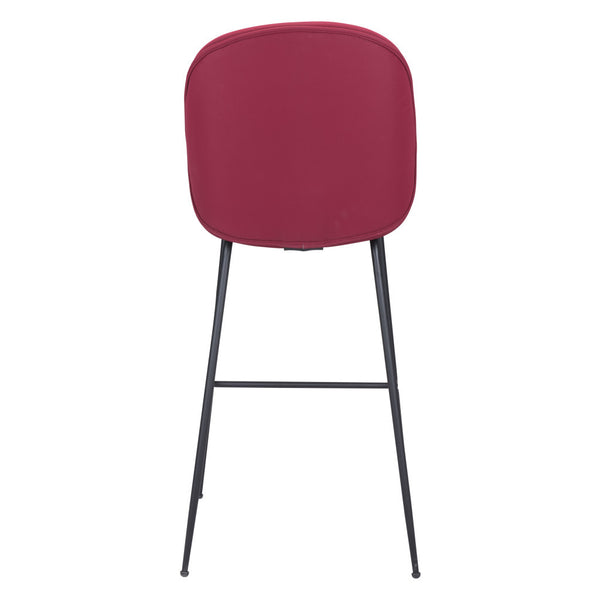 Homeroots 31" Red And Black Steel Low Back Bar Height Bar Chair   396382