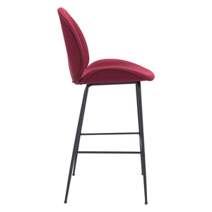 Homeroots 31" Red And Black Steel Low Back Bar Height Bar Chair   396382