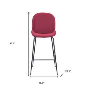 Homeroots 31" Red And Black Steel Low Back Bar Height Bar Chair   396382