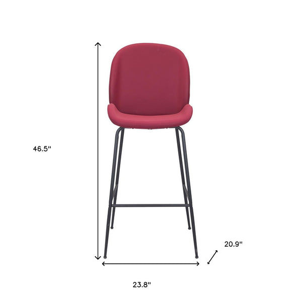 Homeroots 31" Red And Black Steel Low Back Bar Height Bar Chair   396382