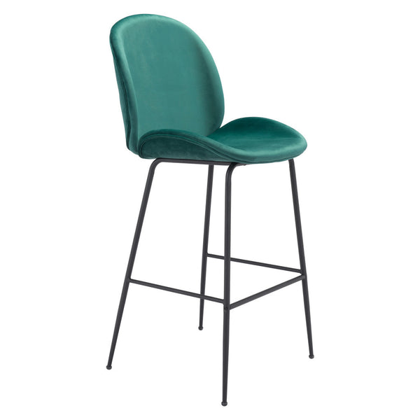 Homeroots 31" Green And Black Steel Low Back Bar Height Bar Chair   396384