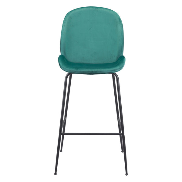 Homeroots 31" Green And Black Steel Low Back Bar Height Bar Chair   396384