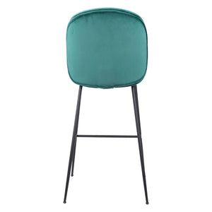 Homeroots 31" Green And Black Steel Low Back Bar Height Bar Chair   396384