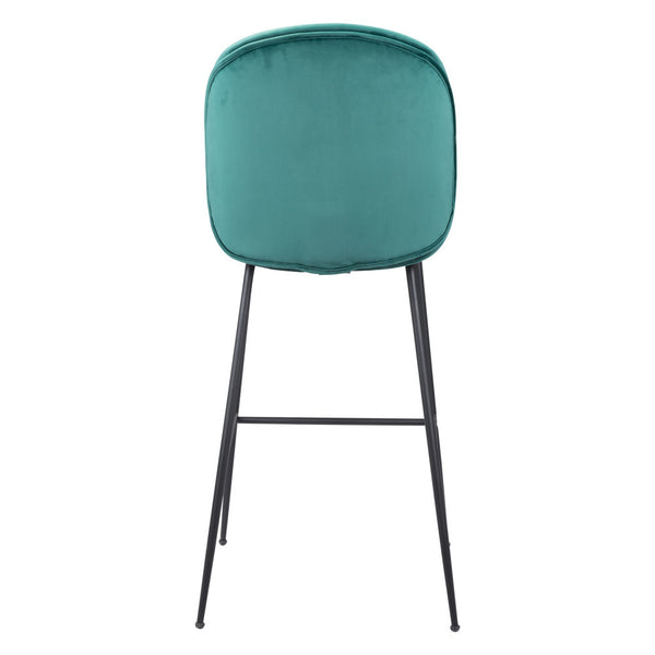 Homeroots 31" Green And Black Steel Low Back Bar Height Bar Chair   396384