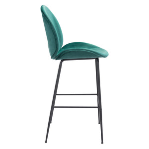 Homeroots 31" Green And Black Steel Low Back Bar Height Bar Chair   396384