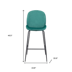 Homeroots 31" Green And Black Steel Low Back Bar Height Bar Chair   396384