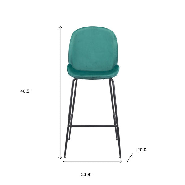 Homeroots 31" Green And Black Steel Low Back Bar Height Bar Chair   396384