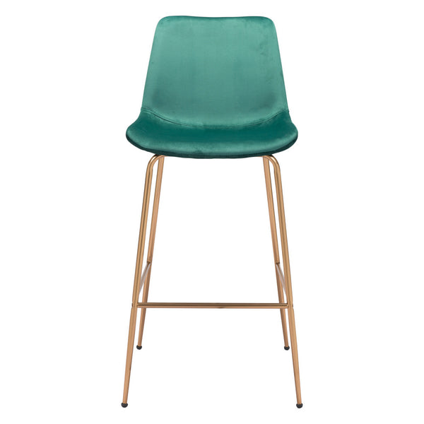 Homeroots 31" Green And Copper Steel Low Back Bar Height Bar Chair   396386