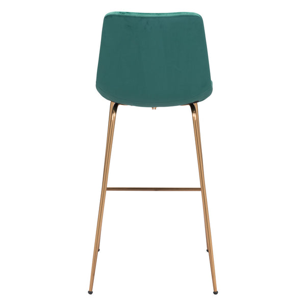 Homeroots 31" Green And Copper Steel Low Back Bar Height Bar Chair   396386