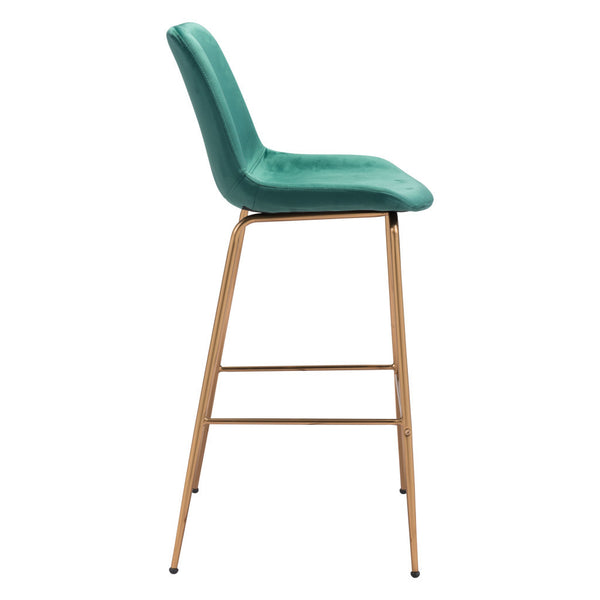 Homeroots 31" Green And Copper Steel Low Back Bar Height Bar Chair   396386