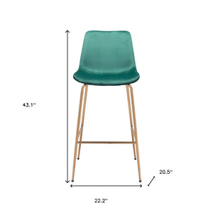 Homeroots 31" Green And Copper Steel Low Back Bar Height Bar Chair   396386