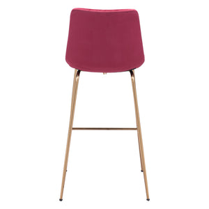 Homeroots 31" Red And Copper Steel Low Back Bar Height Bar Chair   396388