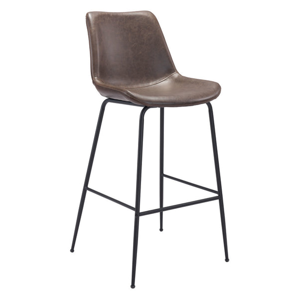 Homeroots 31" Brown And Black Steel Low Back Bar Height Bar Chair   396390