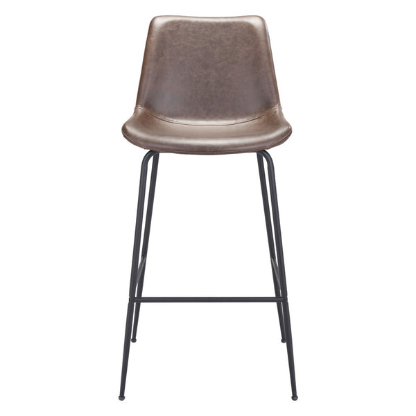 Homeroots 31" Brown And Black Steel Low Back Bar Height Bar Chair   396390